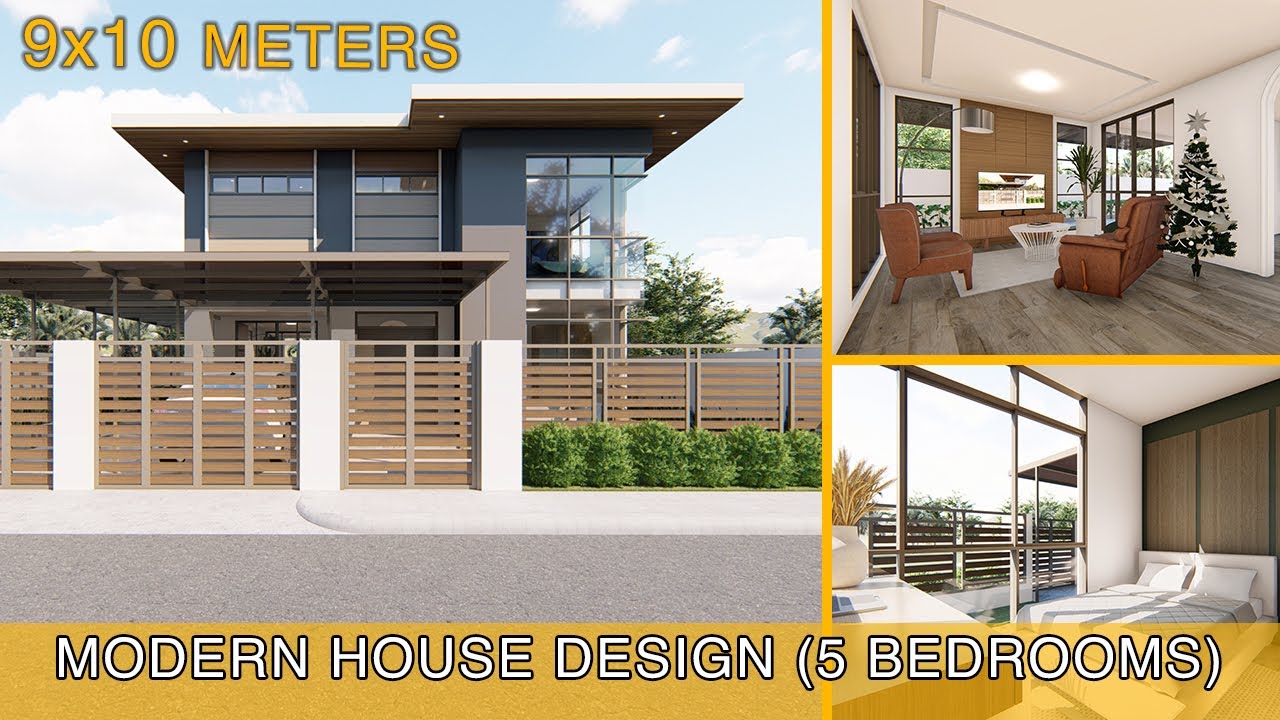 Modern House Design Idea (9x10 meters) with 5 bedrooms