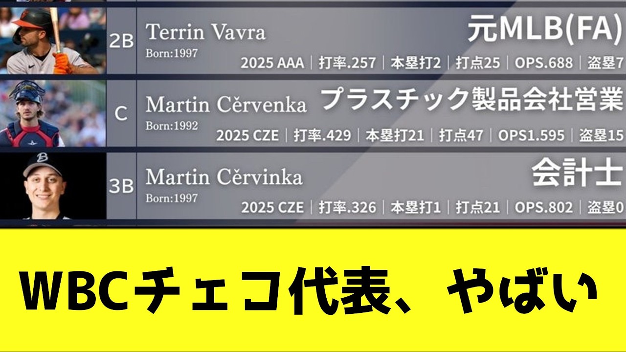 WBCチェコ代表の経歴やばすぎるwwwwwww【なんJ反応】
