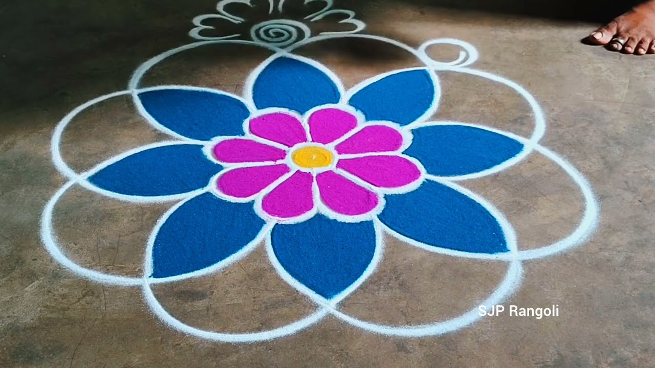Thai Pongal special rangoli 🌺 simple design colour kolam 🌺 flowers kolam