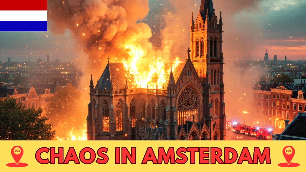 🔥 CHAOS in Amsterdam Today! Historic Vondelkerk Engulfed in Massive Fire
