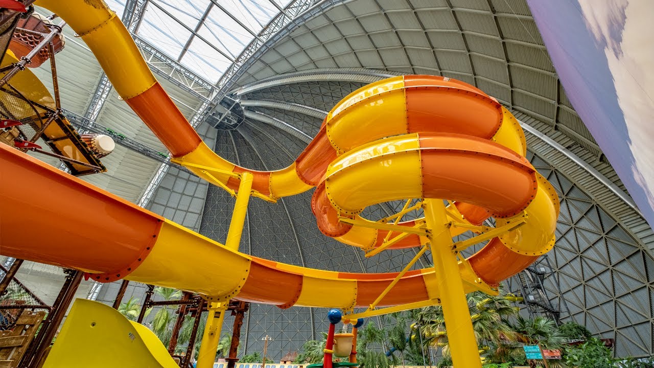 Orange & Yellow Compact Slide at Tropical Islands | Jungle Splash [NEW 2019]