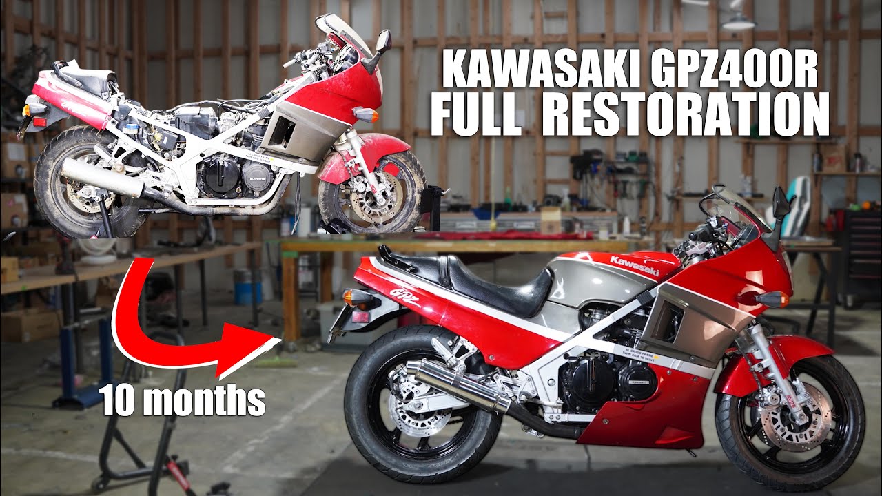 Мы прекрасно отреставрировали ниндзя KAWASAKI GPZ400R, выпущенный 38 лет назад.