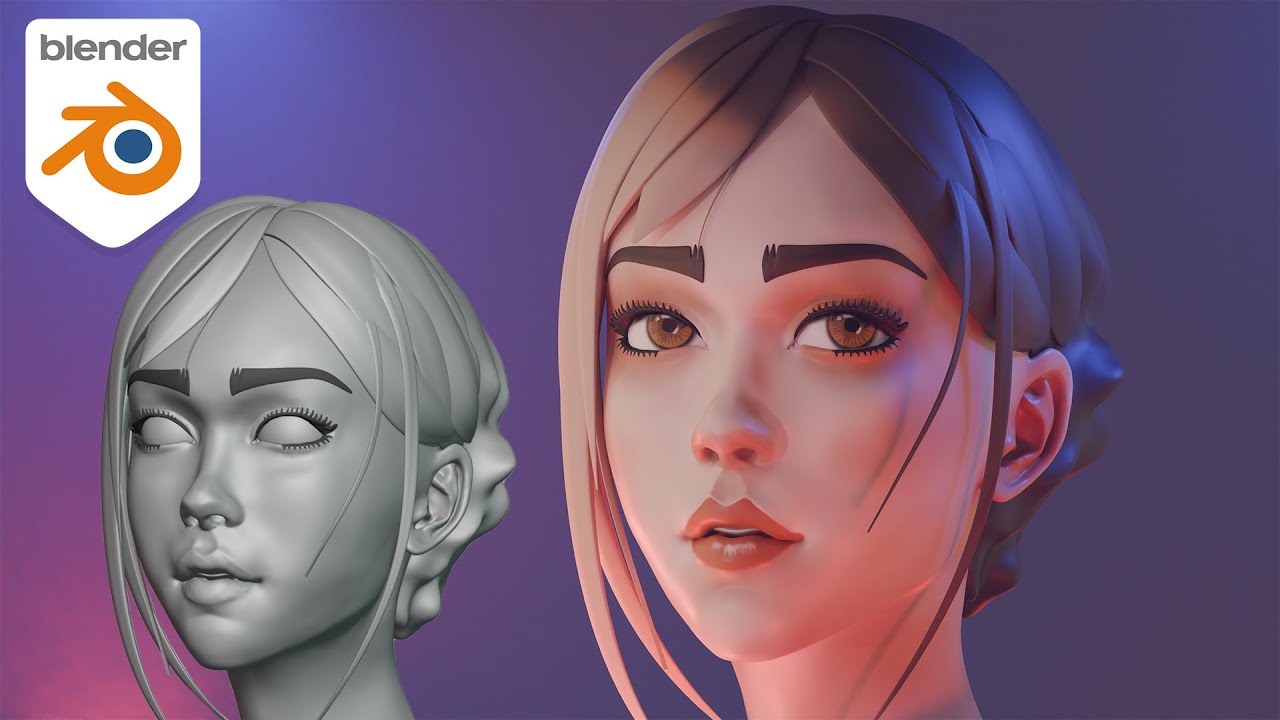 Женское лицо 3D - Blender 4.1 - Скульптура головы человека - таймлапс