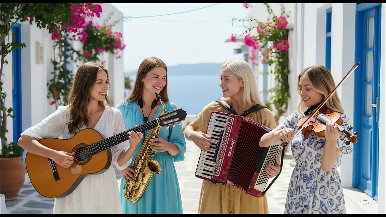 Greek Island Melody | Flamenco Guitar, Saxophone, Accordion & Violin Relaxing Music