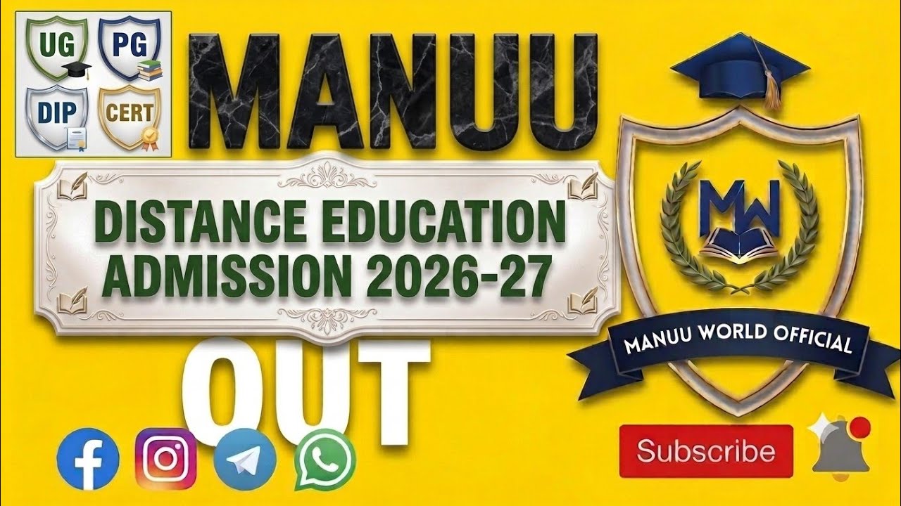 MANUU Distance Education Admission 2026-27 Out 😱 | UG, PG, Diploma & Certificate | B.A, B.SC, B.C...
