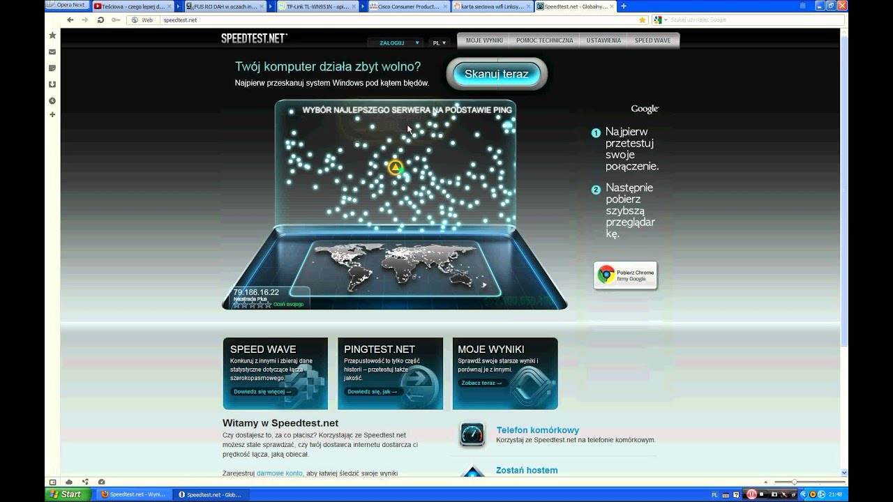 TP Neostrada 20 Mb/s testy wieczorem i w nocy