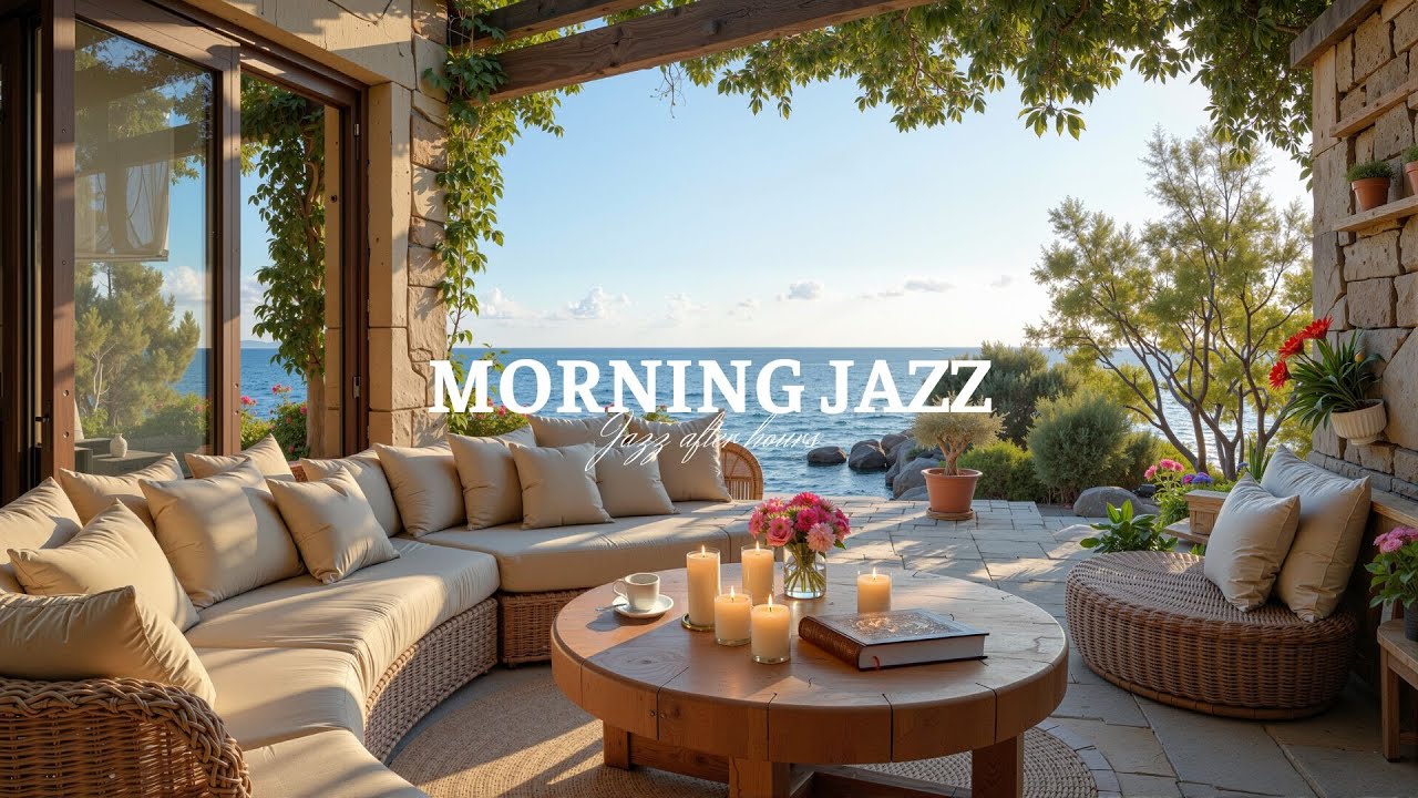 Luxury Seaside Coffee Shop Jazz ✨ Elegant Morning Jazz & Ocean Sounds For Calm Retreat