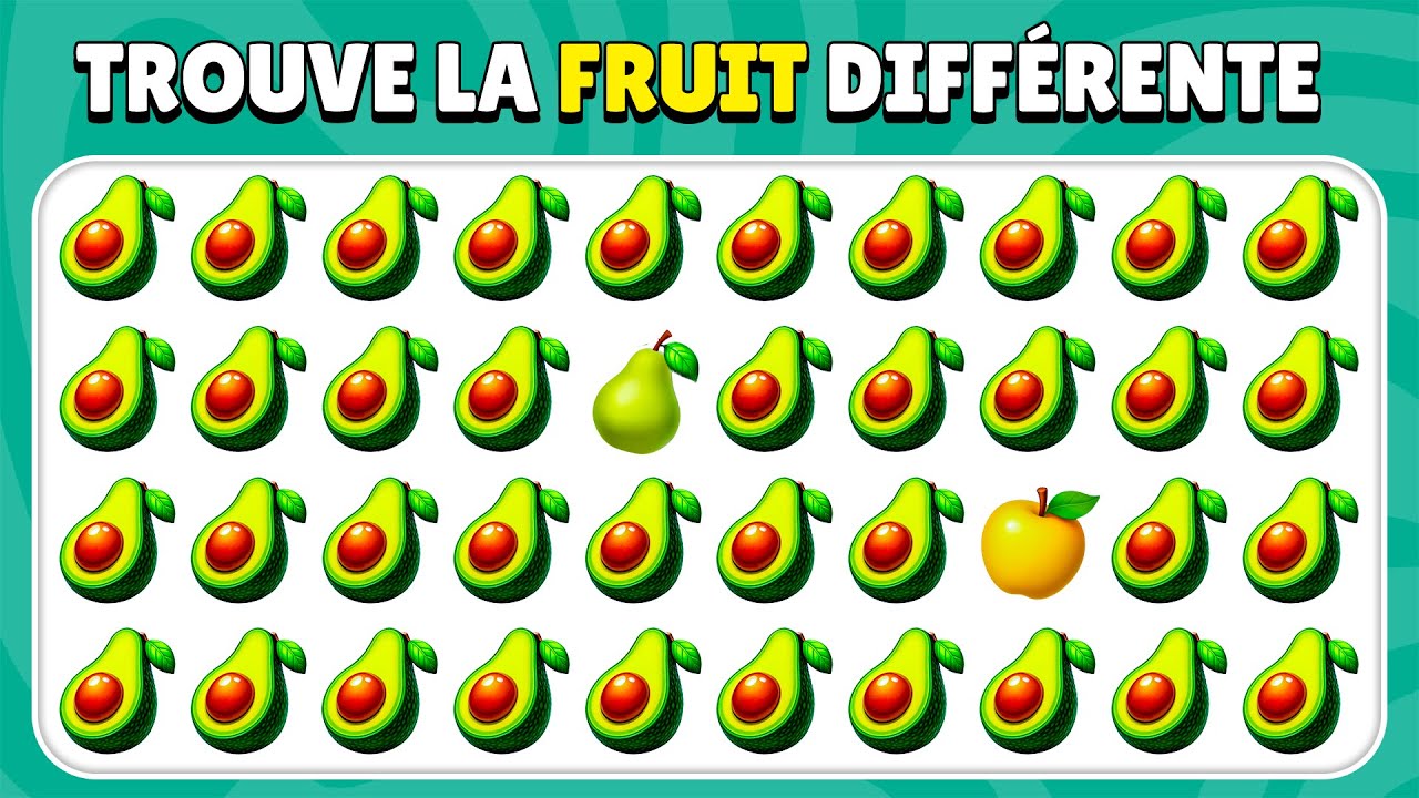 Trouve l’Intrus - Édition Fruits 🥑🥝🍋 | 60 Niveaux | Quiz Lapinou