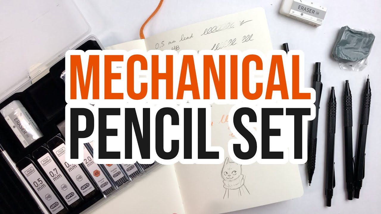 Metal Mechanical Pencil Set - 0.5, 0.7, 0.9mm & 2mm - First Impression & Tests - Four Candies Brand