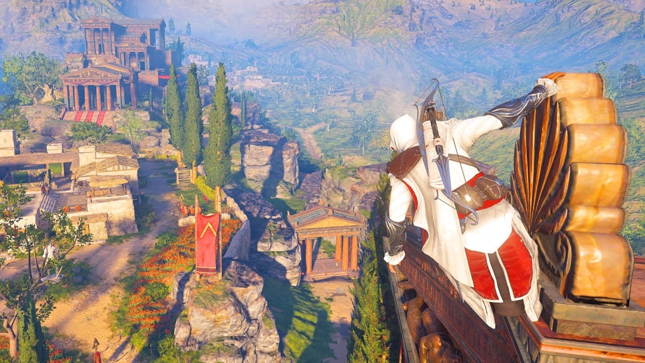 Assassin's Creed Odyssey: Ezio's Outfit Parkour and Stealth Gameplay