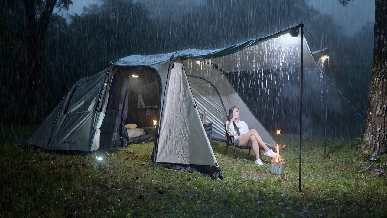 6 Days camping in the forest - Camping Solo in Heavy Rain, RELAXING SATISFYING WITH SOUNDS NATURE