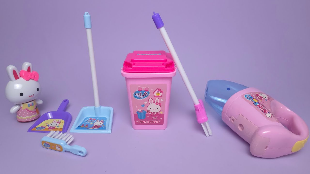 2 Minutes Satisfying With Unboxing Cute Pink​ Rabbit Cleaning Cart Play Toys Set ASMR (No Music) 