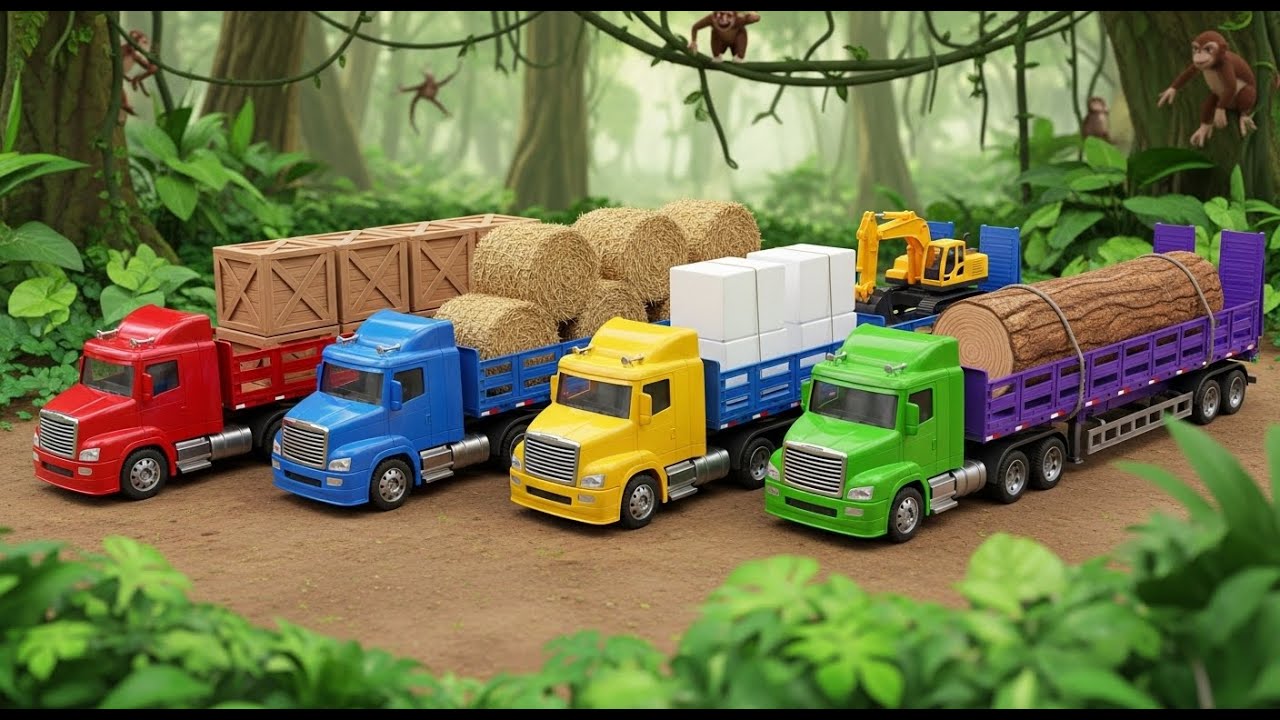 Colorful Truck Adventures 🚛✨ Jungle, Snow, Beach & More!