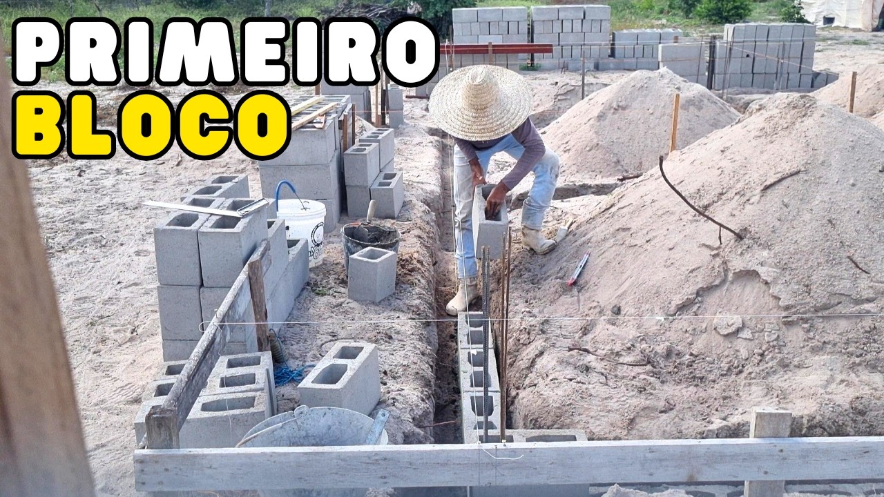 Começamos a Primeira Fiada de bloco Estrutural  -  Mais um Dia de Luta!  casa do zero - parte 13