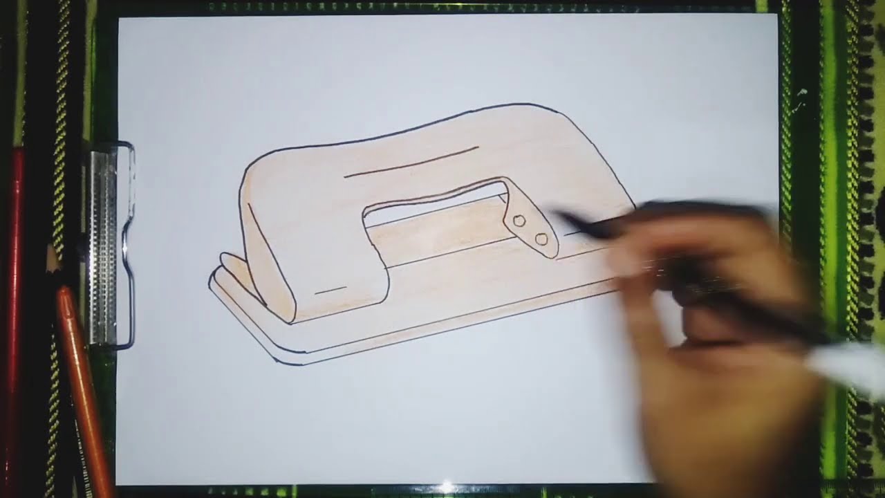Cara menggambar alat Pelobang Kertas (Perforator) yang mudah tapi bagus