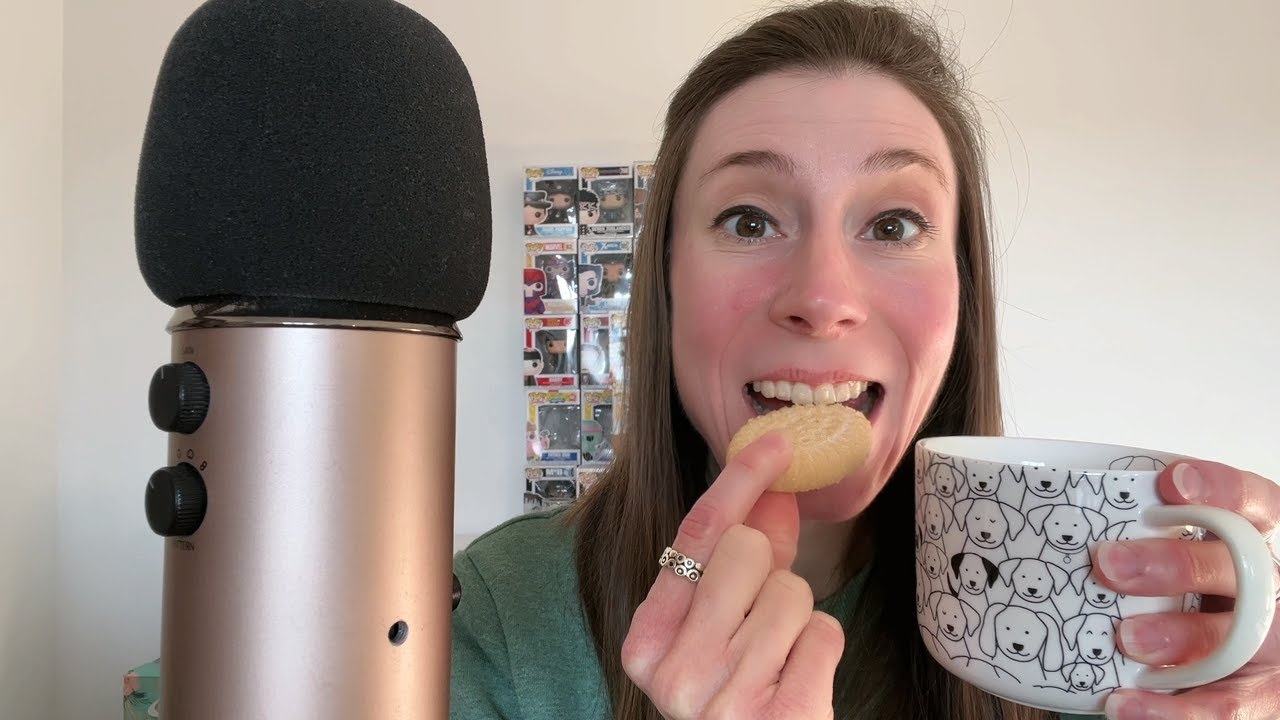 ASMR Drinking Tea and Eating Biscuits + Whispered Ramble What I've Been Watching and Channel Update
