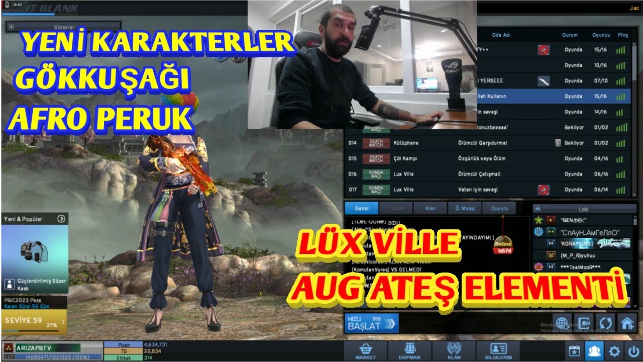 PointBlank Türkiye YENİ KARAKTERLER GÖKKUŞAĞI AFRO PERUK LÜX VİLLE  AUG ATEŞ ELEMENTİ @pbakiyoruz