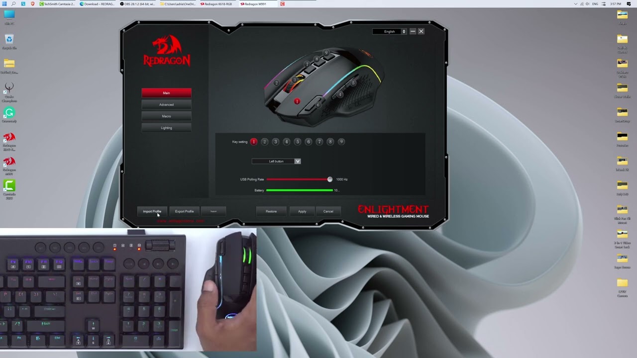 Учебное пособие | Настройка подсветки и макросов на клавиатуре Redragon HORUS K618 и мыши M991 с ...