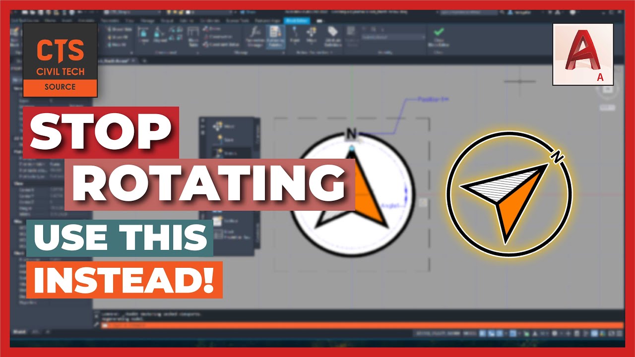 Динамический блок AutoCAD — стрелка на север