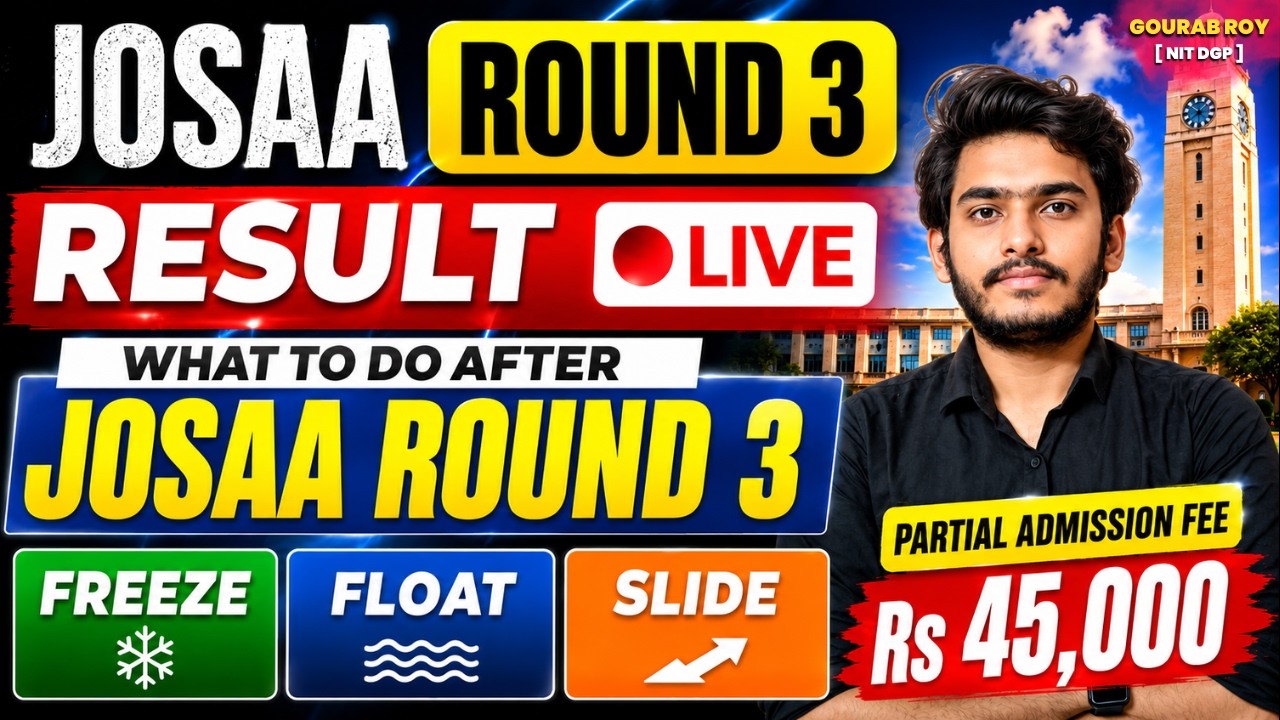🚨JOSAA Round 3 RESULT LIVE✅ | JOSAA Counselling Procedure 2026 | JOSAA Round 3 Result 2026 #josaa