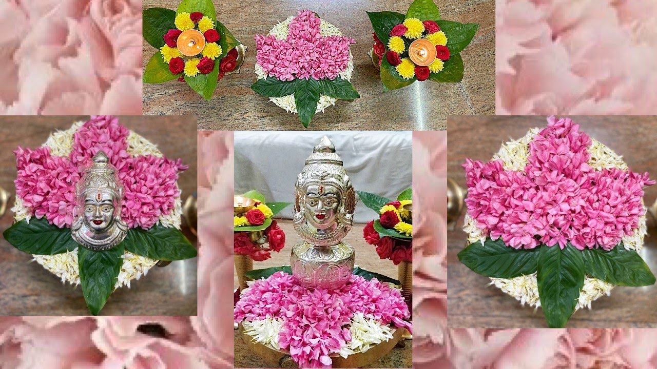 Simple and Beautiful Varamahalakshmi Festival Decoration| Lotus flower decoration for Lakshmi Pooja