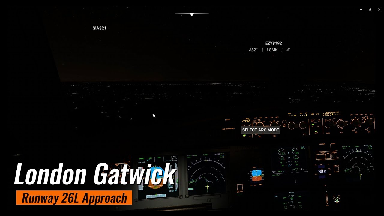 Approach and Go-around of Easyjet Airbus a320NEO at EGKK - MSFS 2020