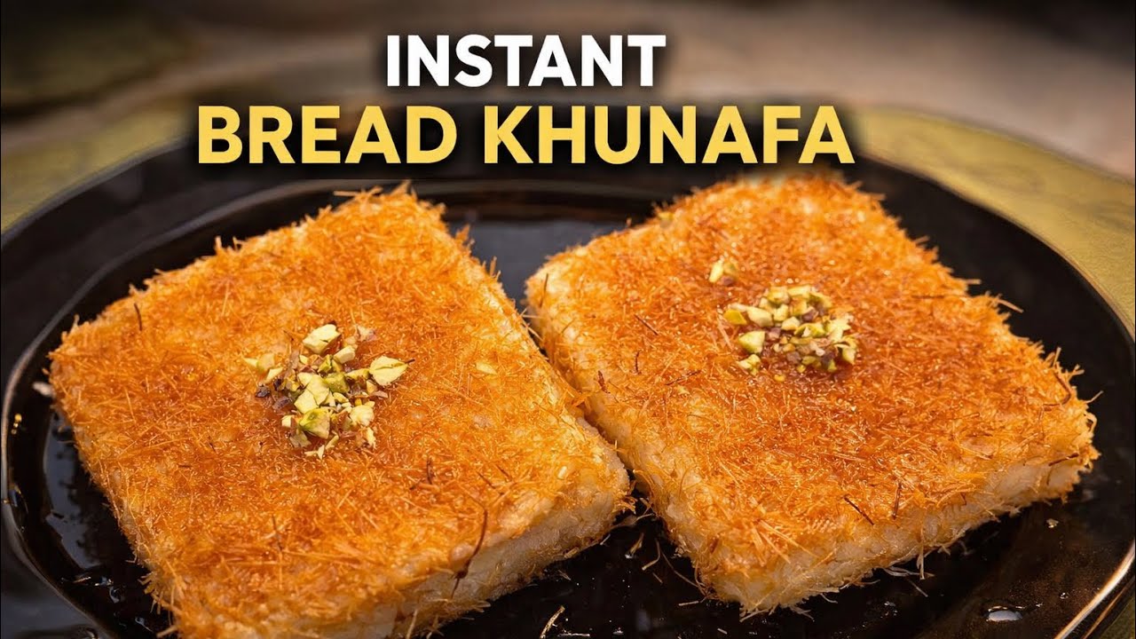 Crispy Bread Kunafa on Tawa | No Bake Dessert 3 Min Recipe | Easy Ramadan Sweet