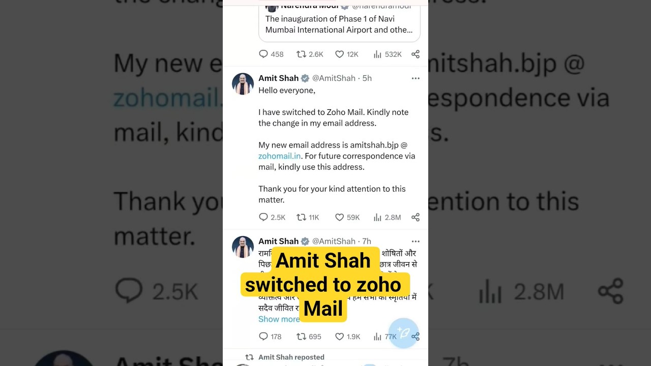Big Update | Amit Shah switched to zoho Mail #zoho #zohomail #amitshah