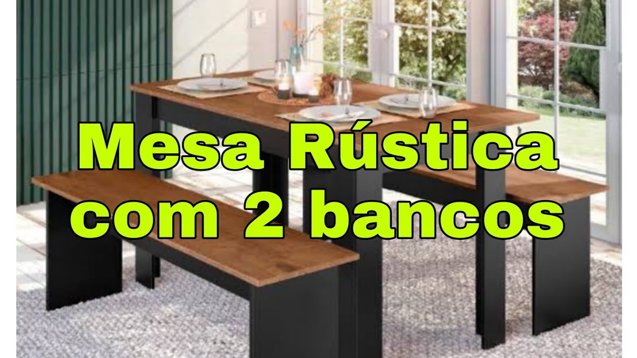 Mesa com 2 bancos rústica (tipo industrial) marca Zanzini ótimo custo benefício + MONTAGEM completa