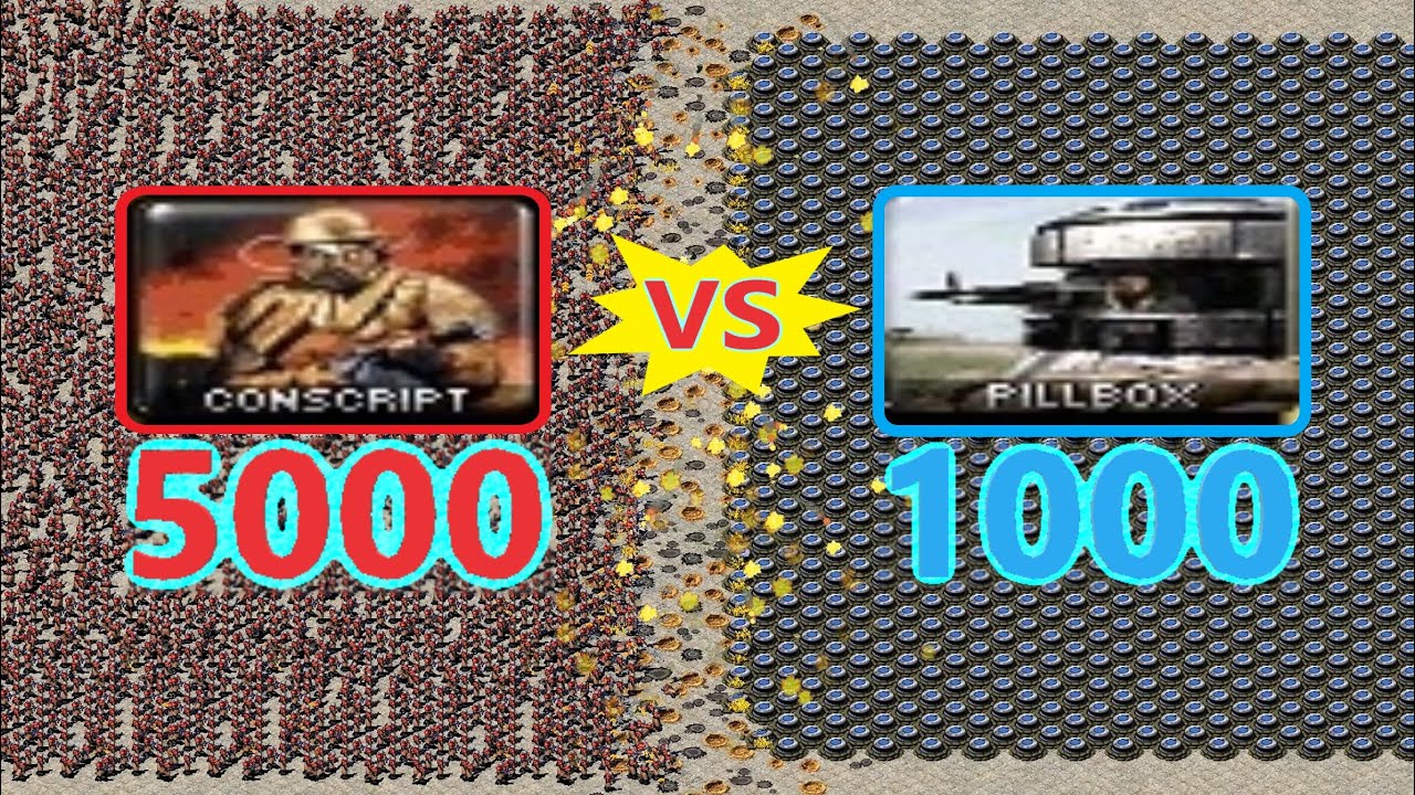Conscripts vs PILLBOX - Massive Battle - Red Alert 2