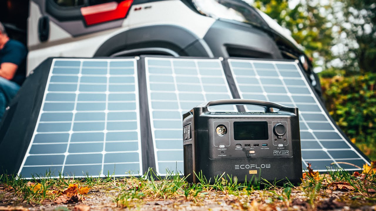 Autark Campen und eBikes laden | EcoFlow River PRO Powerstation mit Solartasche 180W | Kastenwagen