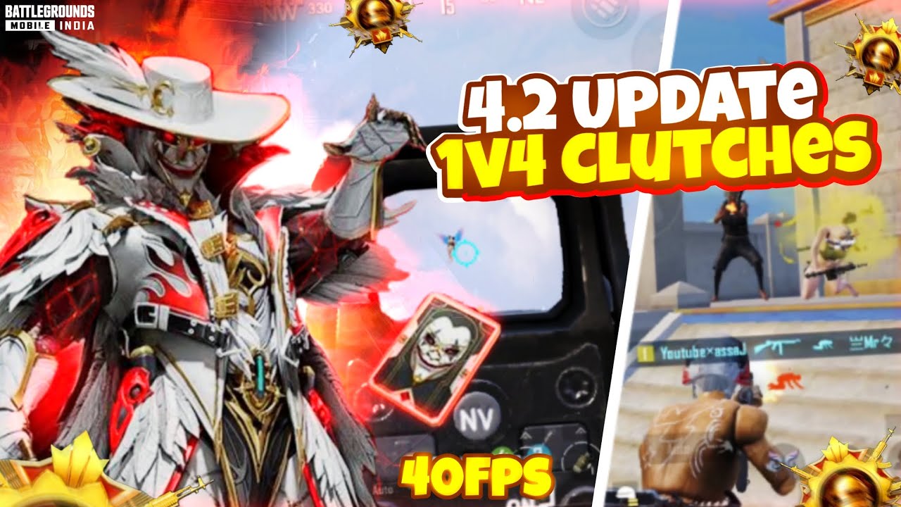 "BGMI 4.2 UPDATE 🔥 1v4 CLUTCHES Madness 40FPS Intense Solo Vs Squad Clutches. PUBG/Bgmi 4.2 update