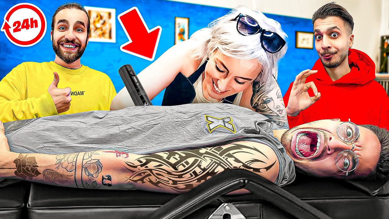 برای ۲۴ ساعت خدمتکار دوستام شدم😳روم تتو زدن☠️