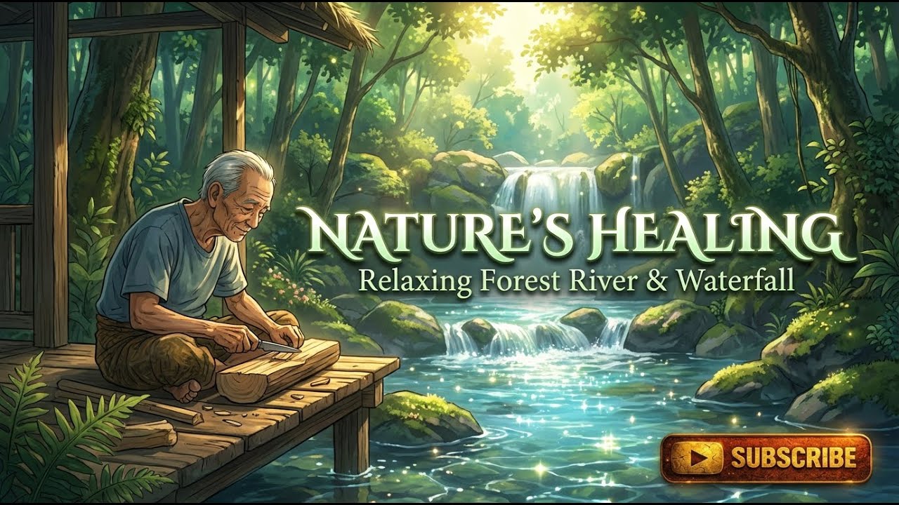 Harmoni Desa di Tengah Hutan 🌿 Gemericik Sungai & Air Terjun Ala Ghibli untuk Relaksasi Jiwa