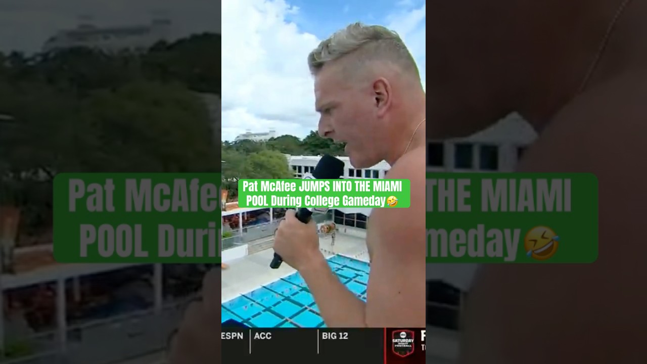 Pat McAfee JUMPS INTO THE MIAMI POOL During College Gameday🤣 #collegegameday #patmcafee