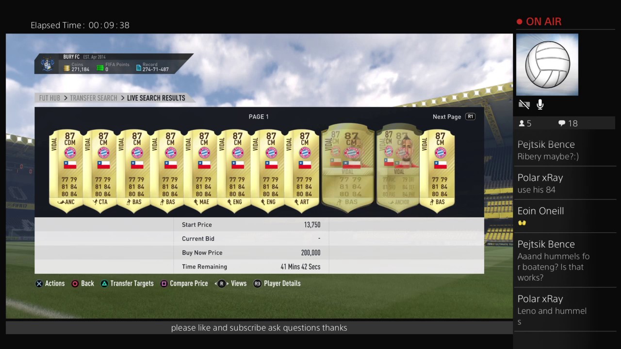 ARTURO VIDAL SBC CHEAP FIFA 17 FUTMAS ULTIMATE TEAM PS4 XBOX TRADING FREE COIN GIVEAWAYS BAYERN