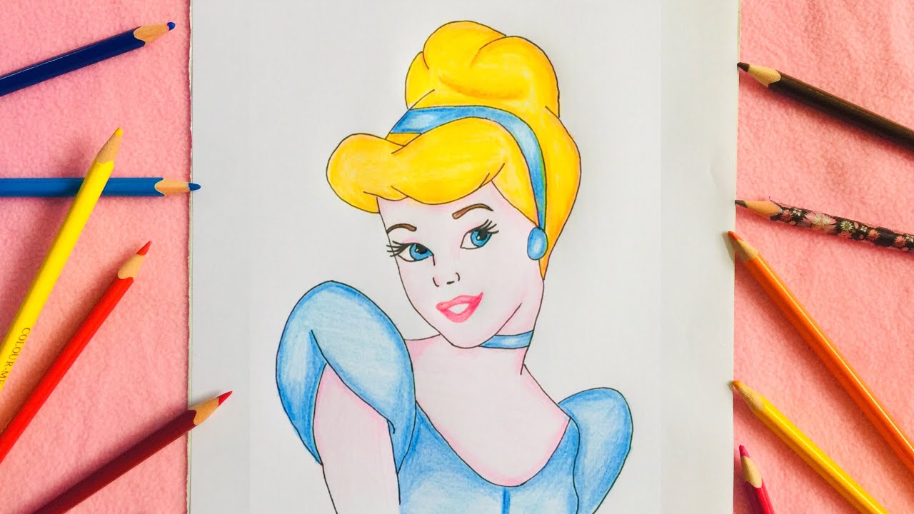 How to draw Cinderella - Easy step-by-step Drawing | PRINCESS CINDERELLA Drawing | Disney Princess