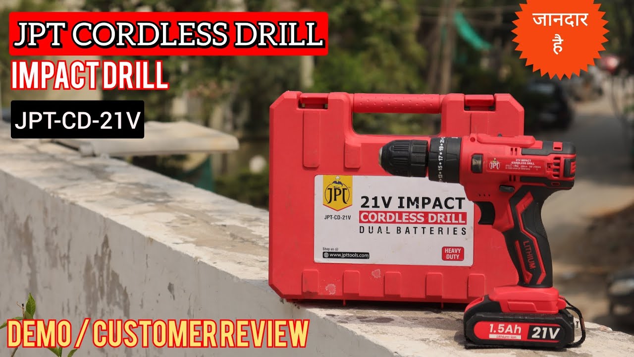 JPT Cordless 21v Screw Driver/impact Drill with 2 Batteries, Charger Case