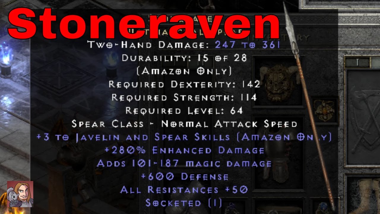 D2R Unique Items - Stoneraven (Matriarchal Spear)
