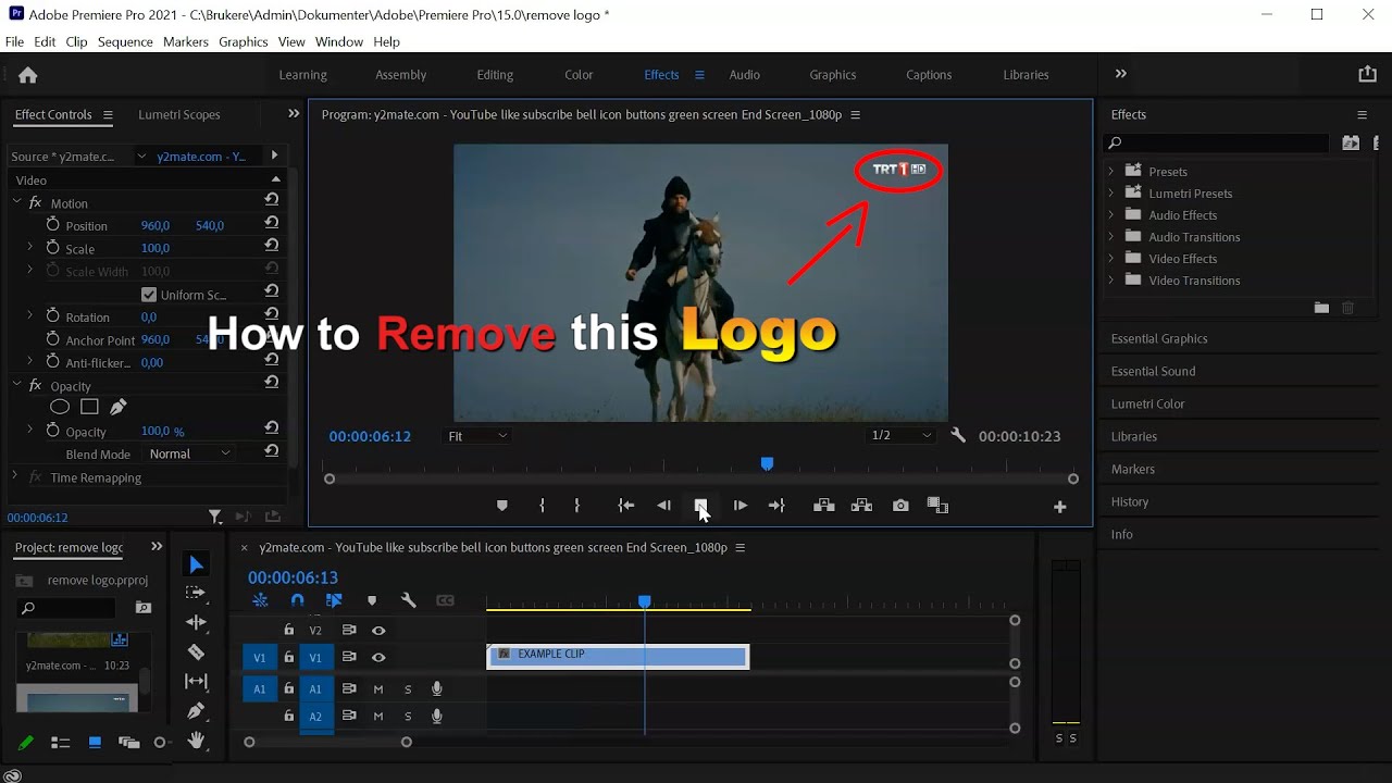 Как удалить или размыть логотип из видео за 1 минуту с помощью Adobe Premiere Pro