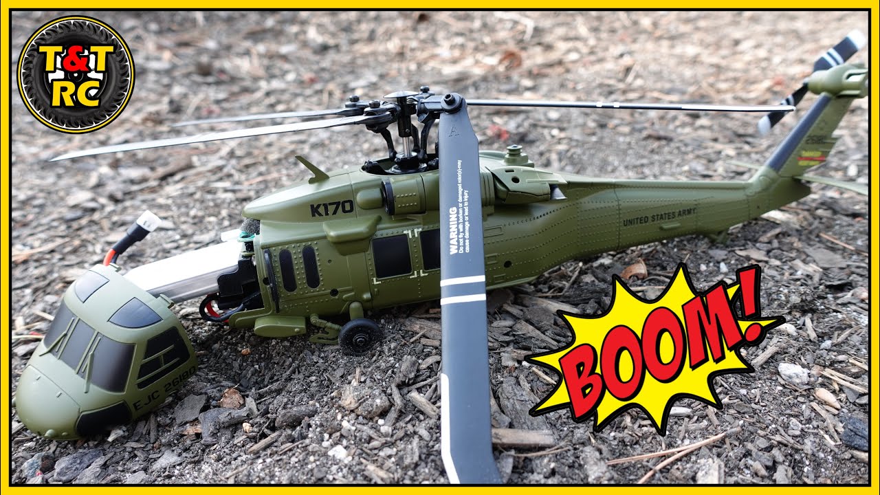 BLACK HAWK DOWN!💥🚁💥Shortest Flight Ever! K170 Black Hawk UH-60L RC Helicopter First Flight & Crash!