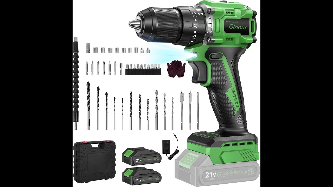 Ginour 21V Brushless Drill Set