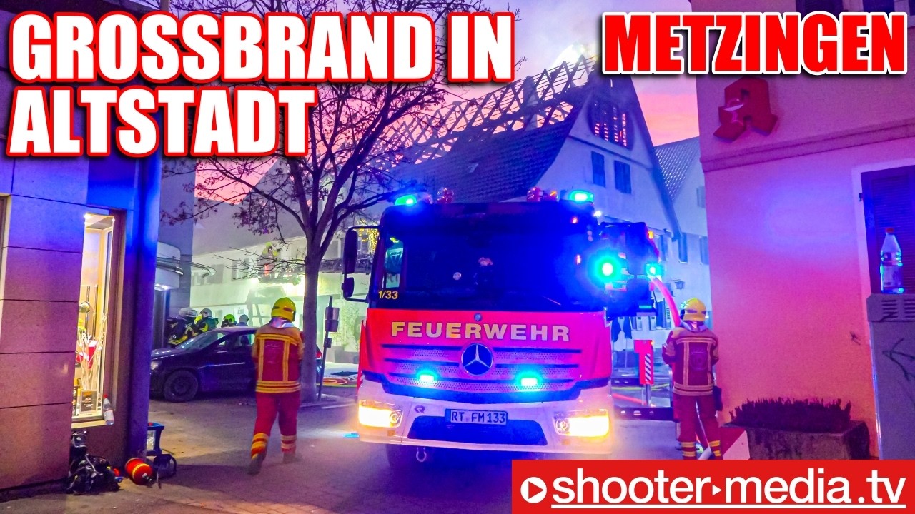 🔥🔥  GROSSBRAND in METZINGER ALTSTADT FORDERT GROSSEINSATZ  🔥🔥 |  Drohneneinheit Werkfeuerwehr BOSCH