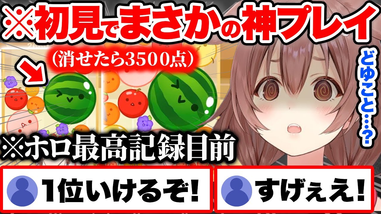 【スイカゲーム】初見とは思えないヤバすぎるプレイでホロメン最高スコア更新にあと一歩まで迫る戌神ころね【ホロライブ 切り抜き Vtuber hololive】