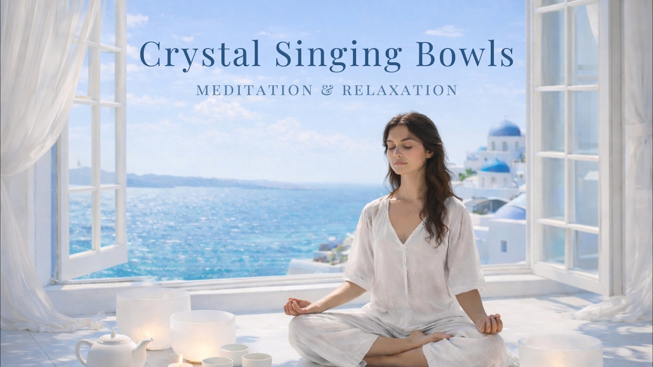 Crystal Singing Bowl Meditation in the Aegean Sea | Santorini Calm & Ocean Serenity