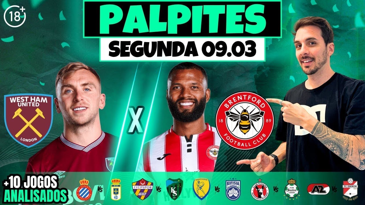 PALPITES DE FUTEBOL PARA HOJE 09 03 2026 (SEGUNDA-FEIRA)