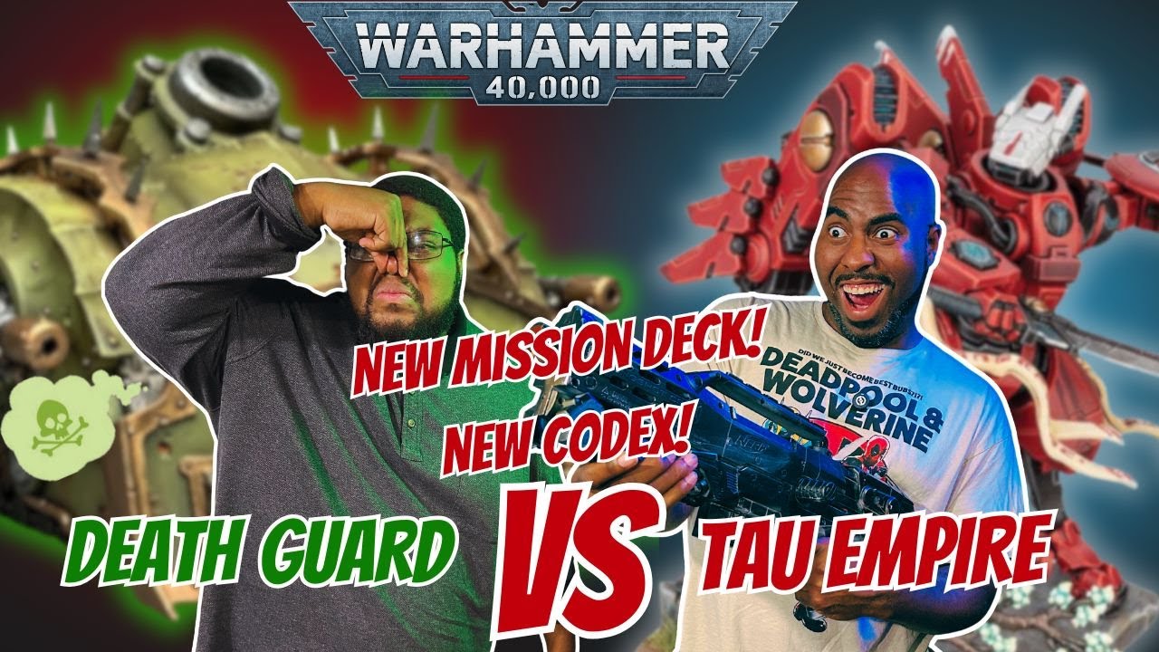 *NEW MISSION & DETACHMENT* Death Guard vs Tau. Warhammer 40K 2000pts battle report. Miss Deck 25-26.