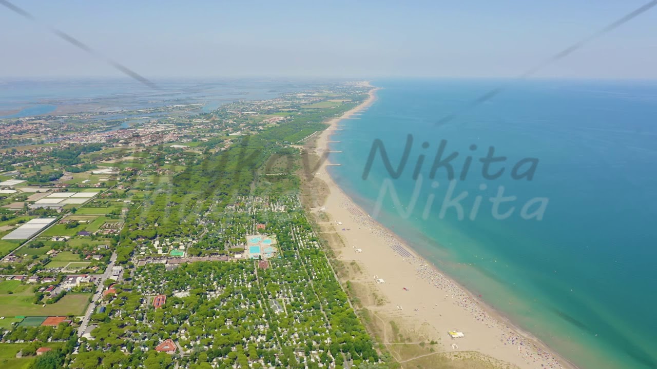 Venice, Italy. Beaches of Punta Sabbioni. Cavallino-Treporti. Clear sunny weather, Aerial View