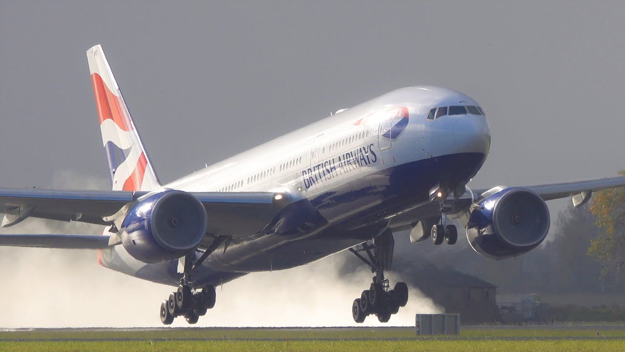 4K WET SPRAY Take Offs Rwy 36L&36C China Southern A350 , Aeroflot B77W , British Airways B772 & MORE