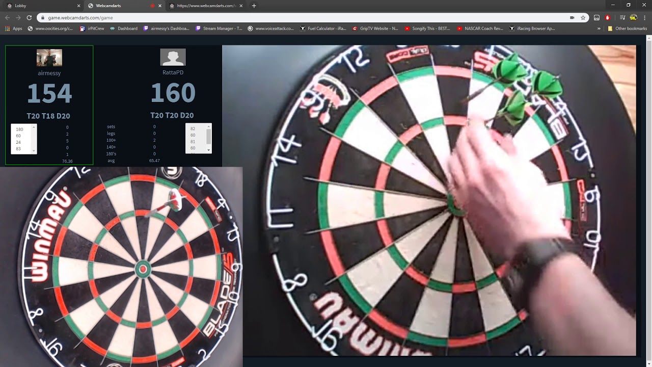 Webcam darts WDA game. Airmessy v RattaPD